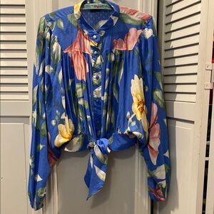 RACHEL Rachel Roy Blue Floral Blouse